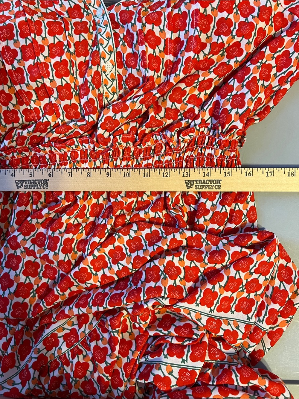 Max Studio Red Printed Tiered Midi Skirt with Cream Accents - Picture 8 of 9